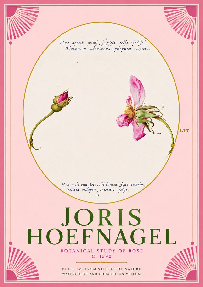 Joris Hoefnagel Botanical Study of Rose No2 - Poszter