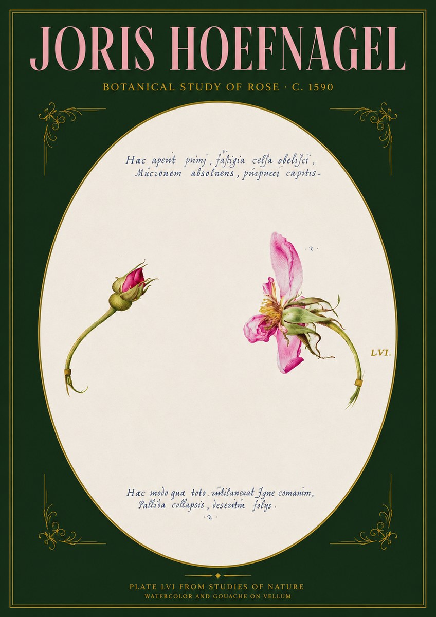 Joris Hoefnagel Botanical Study of Rose No3 - Poszter