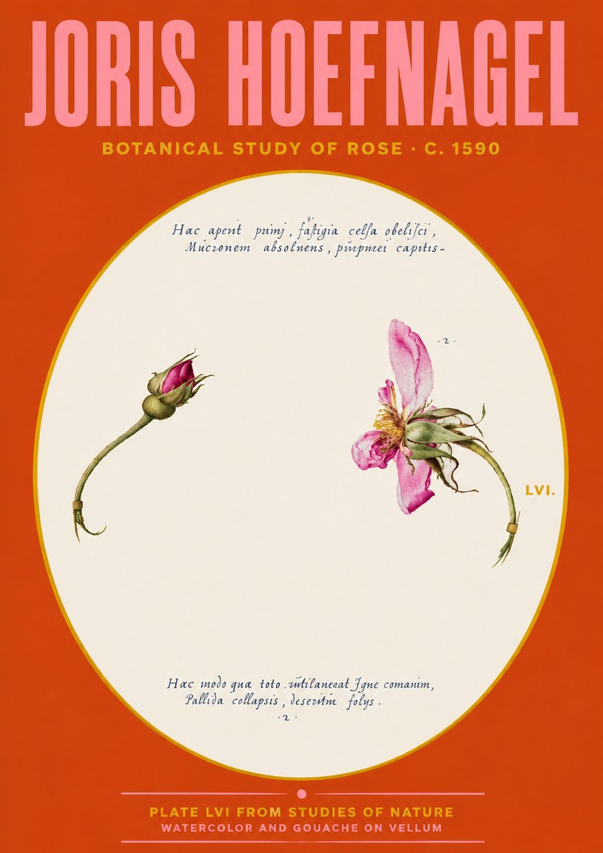 Joris Hoefnagel Botanical Study of Rose No4 - Poszter