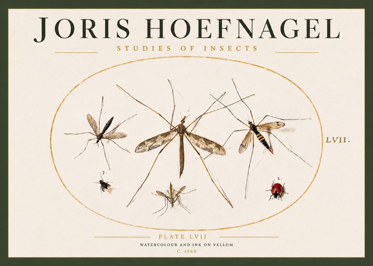 Joris Hoefnagel Studies of Insects II No3 - Poszter