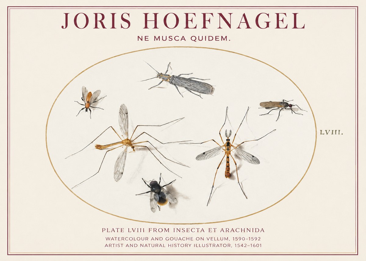 Joris Hoefnagel Plate Lviii from Insecta Et Arachnida No1 - Poszter