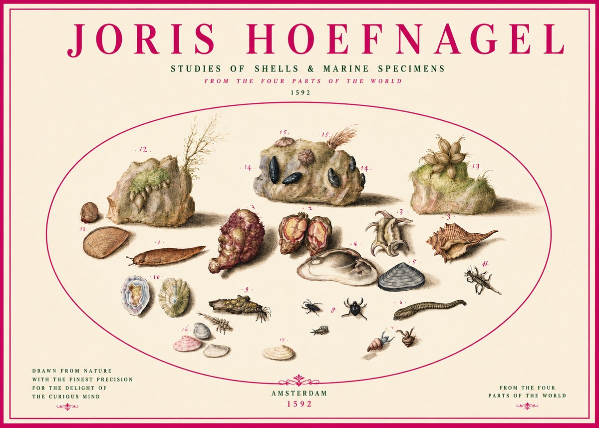 Joris Hoefnagel Studies of Shells & Marine Specimens No3 - Poszter