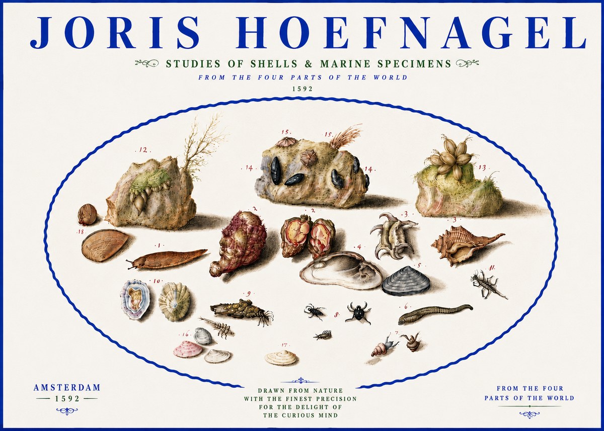 Joris Hoefnagel Studies of Shells & Marine Specimens No5 - Poszter