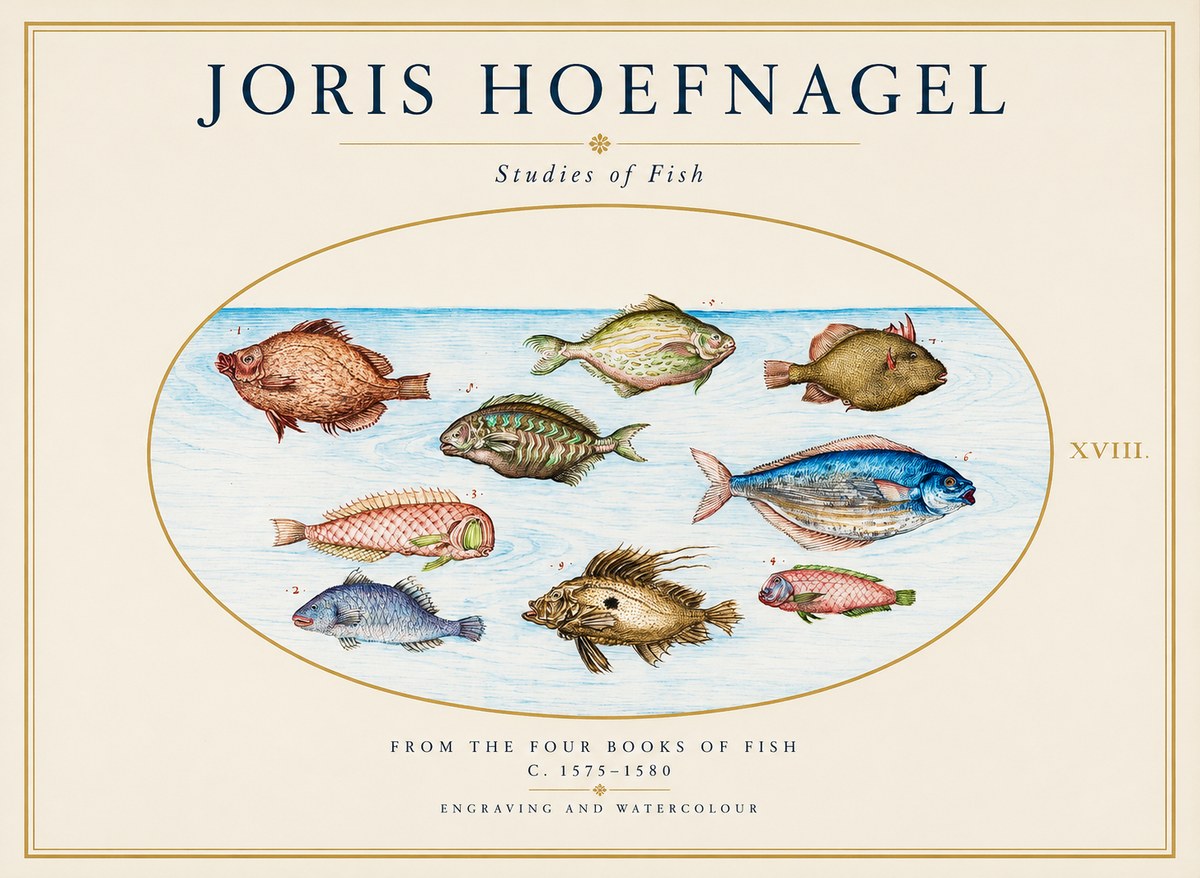 Joris Hoefnagel Studies of Fish I No1 - Poszter