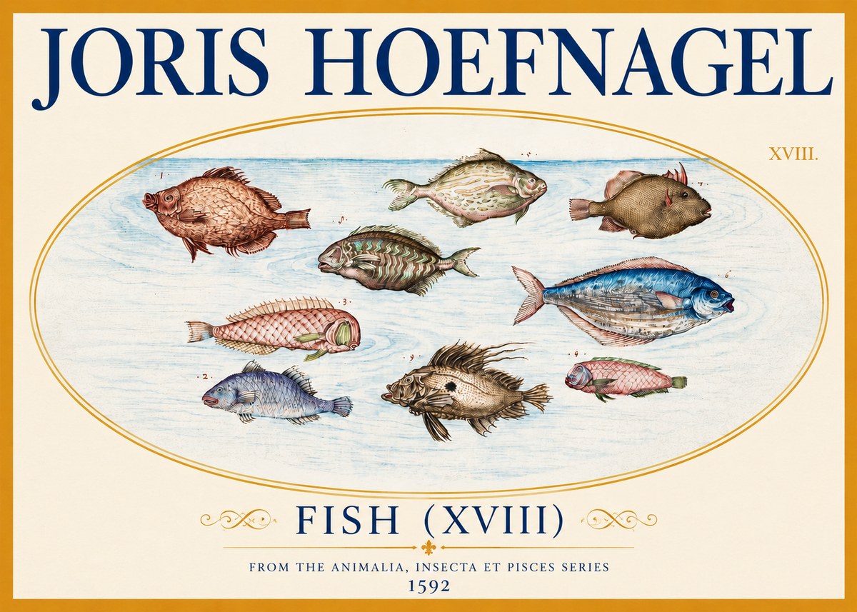 Joris Hoefnagel Studies of Fish I No4 - Poszter