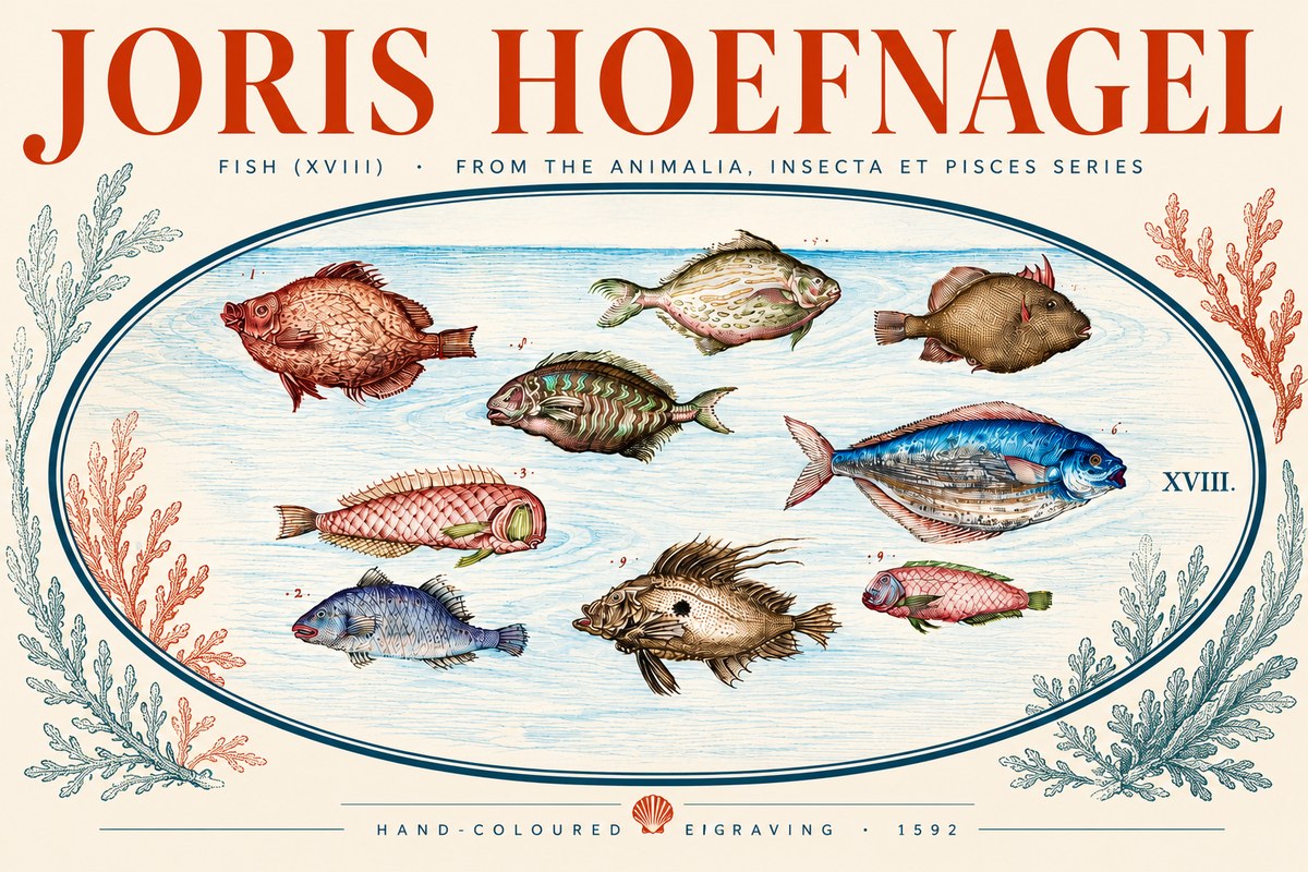 Joris Hoefnagel Studies of Fish I No5 - Poszter