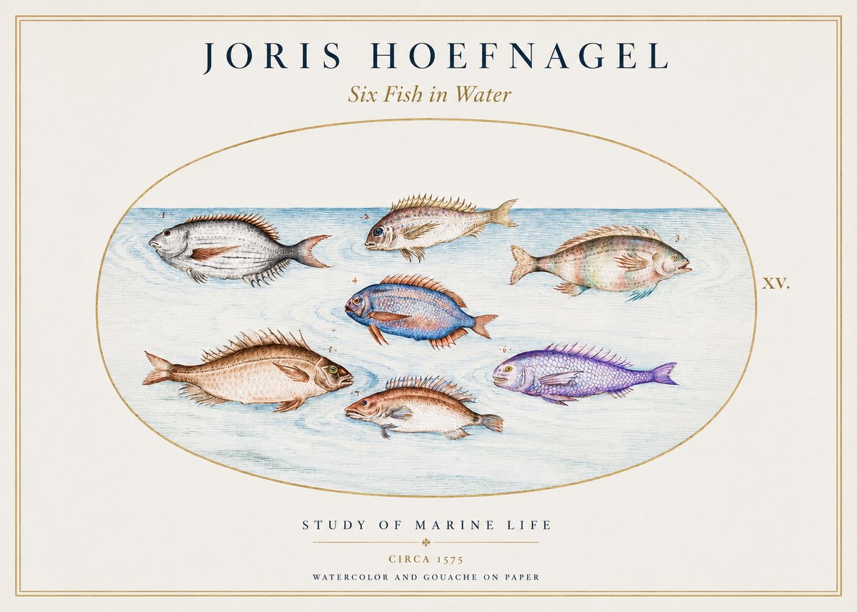 Joris Hoefnagel Six Fish in Water No1 - Poszter