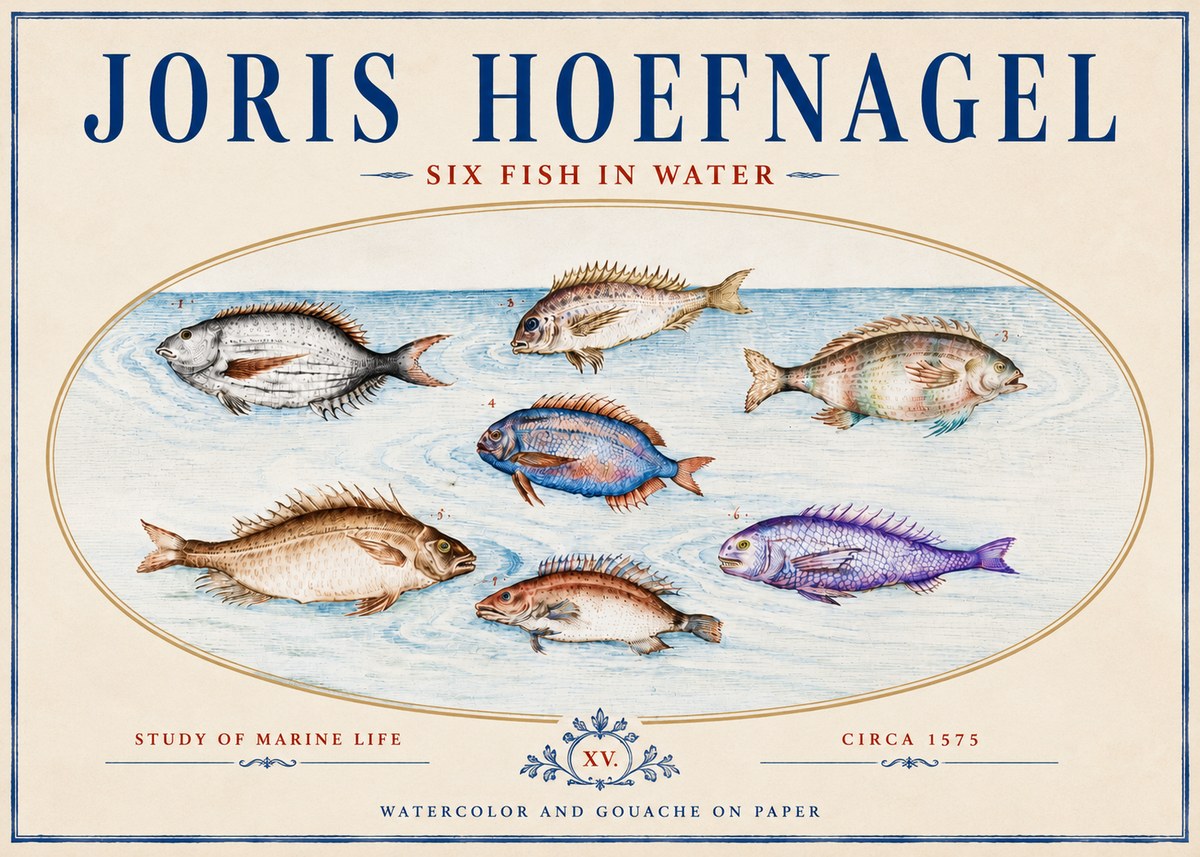 Joris Hoefnagel Six Fish in Water No4 - Poszter