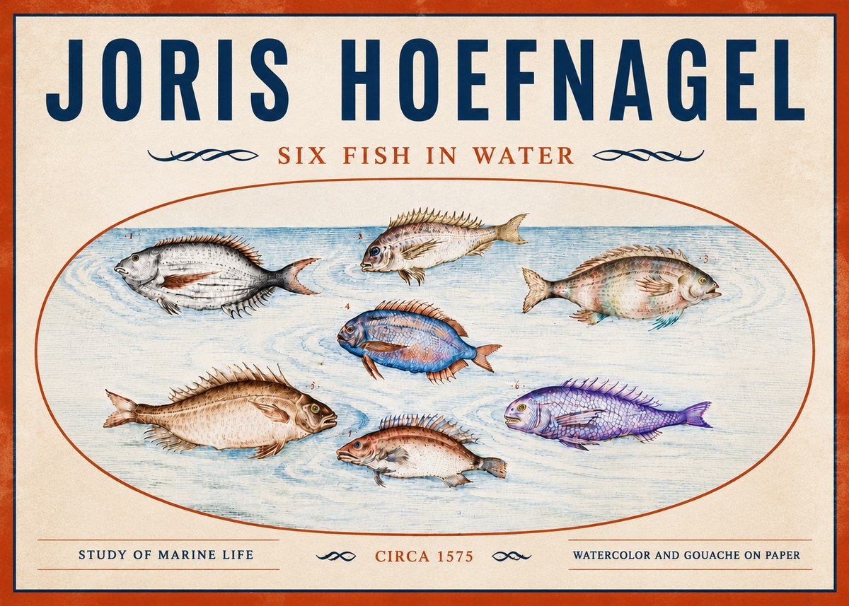 Joris Hoefnagel Six Fish in Water No5 - Poszter