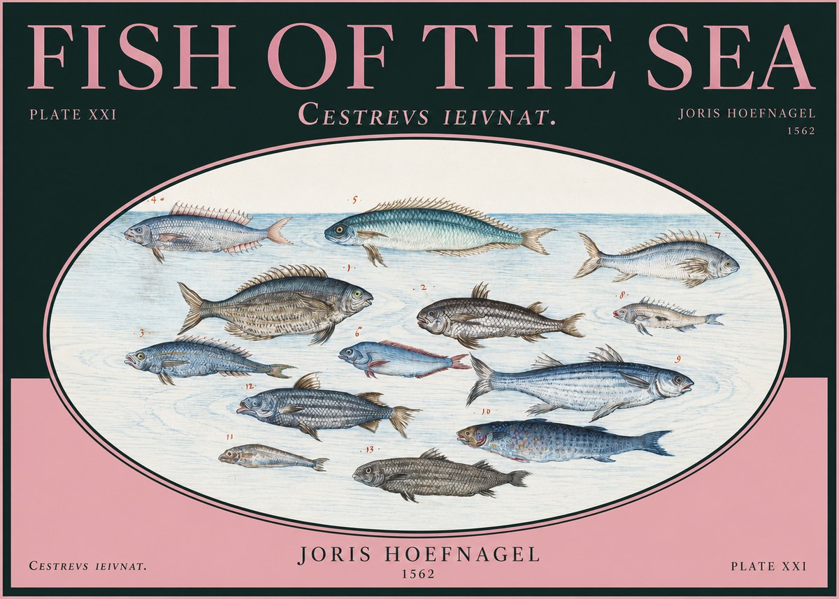 Joris Hoefnagel Fish of the Sea - Cestrevs Ieivnat. Plate Xxi No2 - Poszter