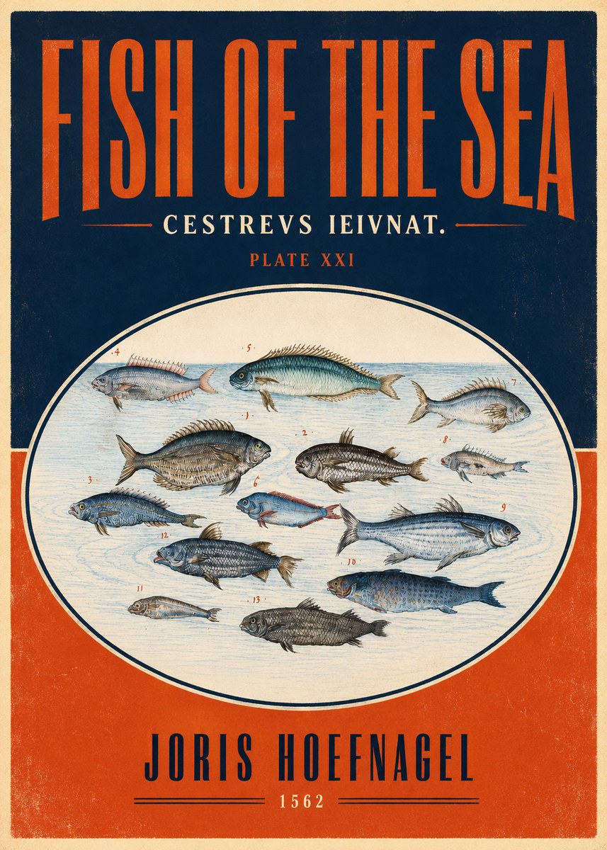 Joris Hoefnagel Fish of the Sea - Cestrevs Ieivnat. Plate Xxi No4 - Poszter