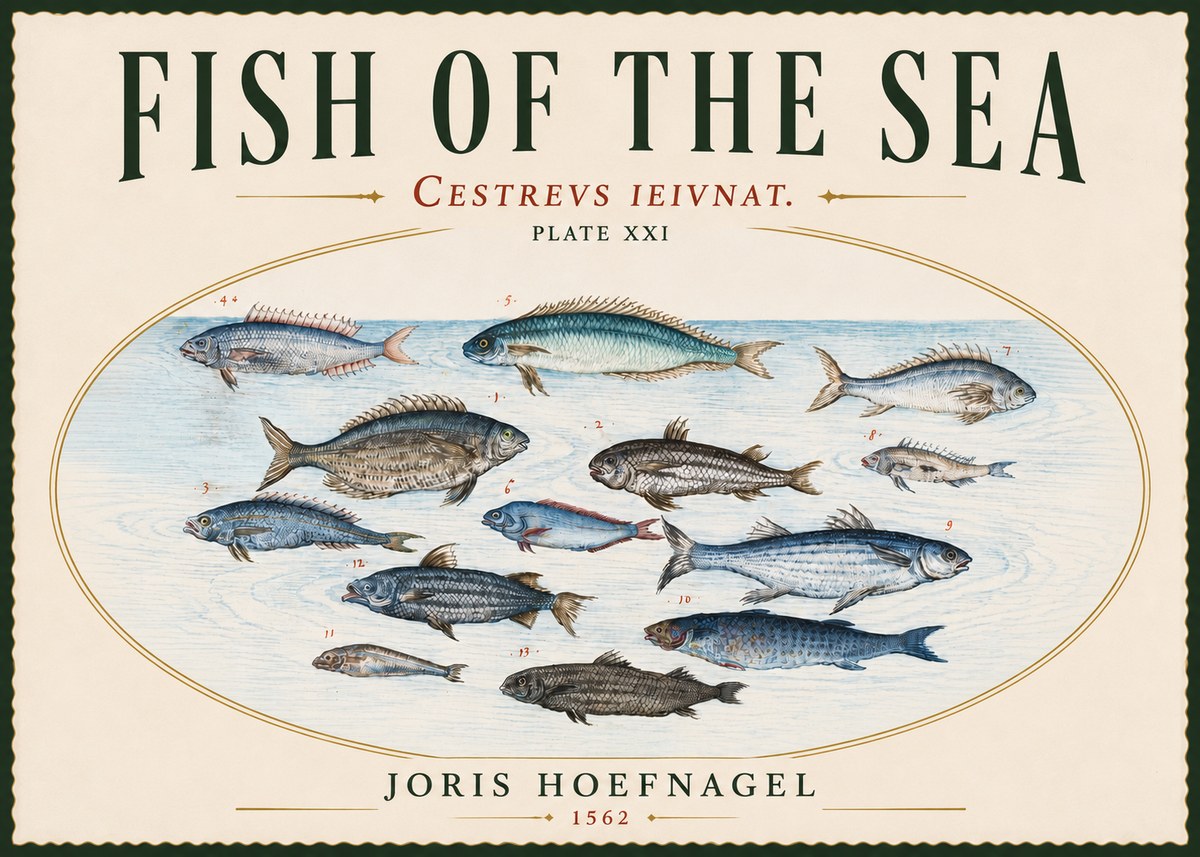 Joris Hoefnagel Fish of the Sea - Cestrevs Ieivnat. Plate Xxi No5 - Poszter