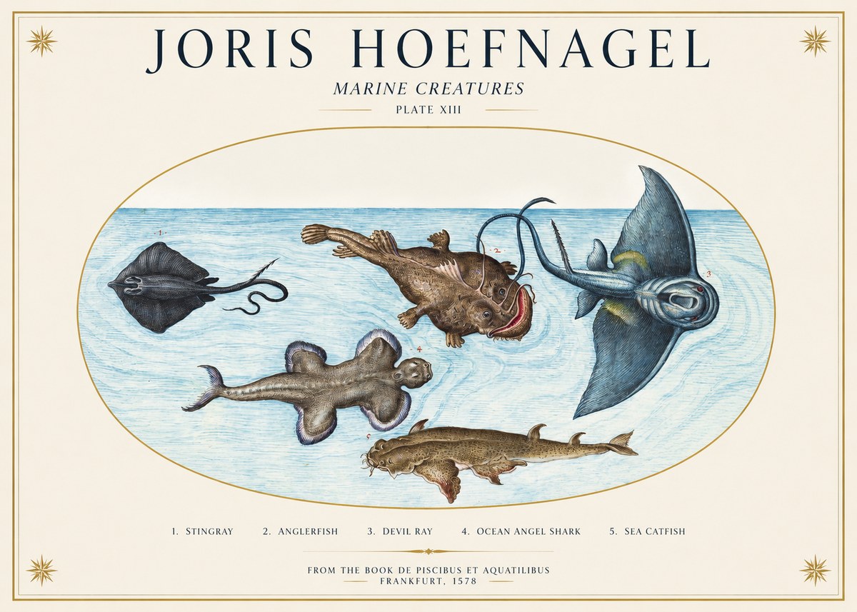 Joris Hoefnagel Marine Creatures Plate Xiii No1 - Poszter