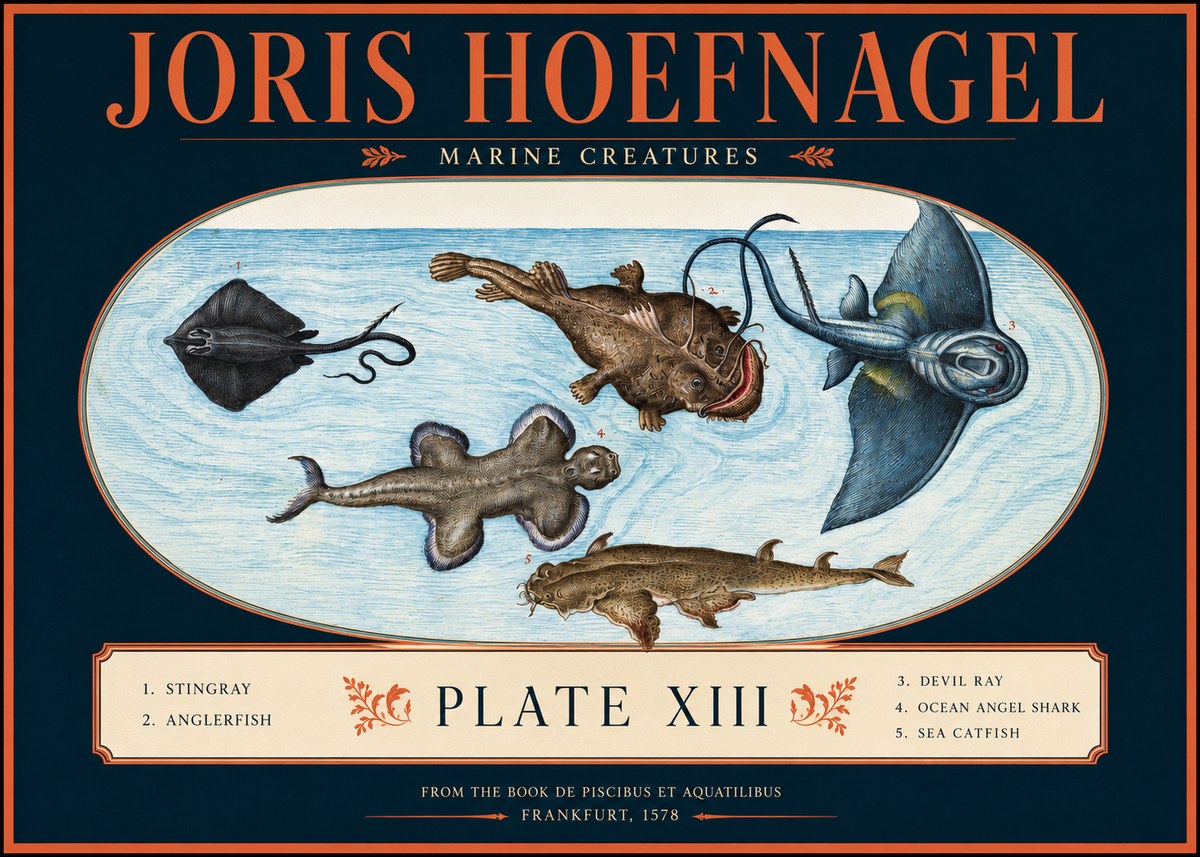 Joris Hoefnagel Marine Creatures Plate Xiii No2 - Poszter