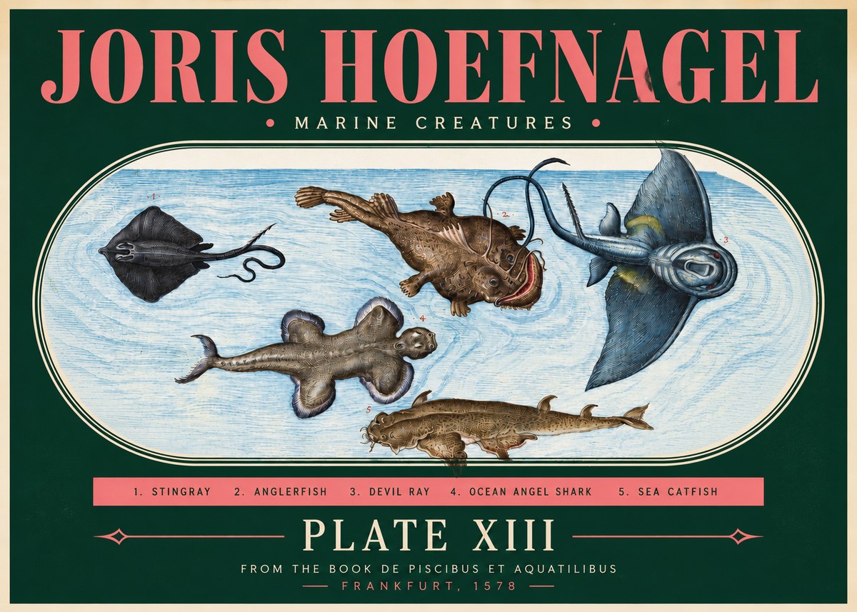 Joris Hoefnagel Marine Creatures Plate Xiii No3 - Poszter