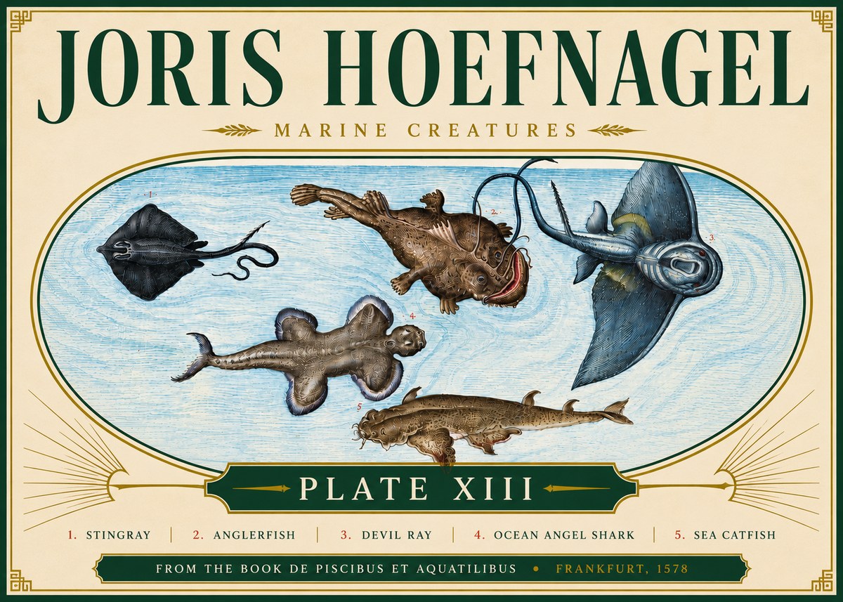 Joris Hoefnagel Marine Creatures Plate Xiii No5 - Poszter