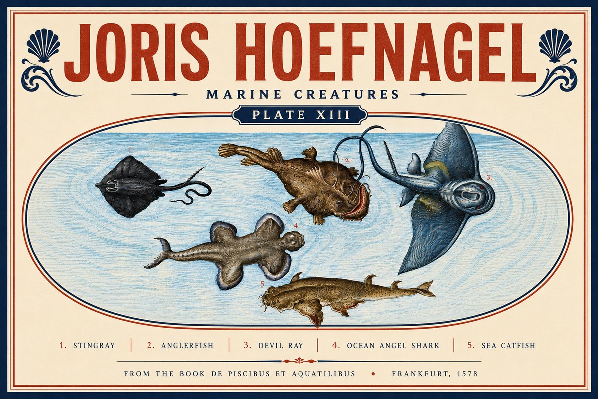 Joris Hoefnagel Marine Creatures Plate Xiii No6 - Poszter
