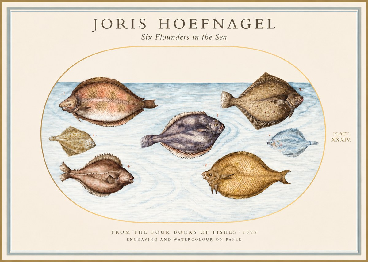 Joris Hoefnagel Six Flounders in the Sea No1 - Poszter