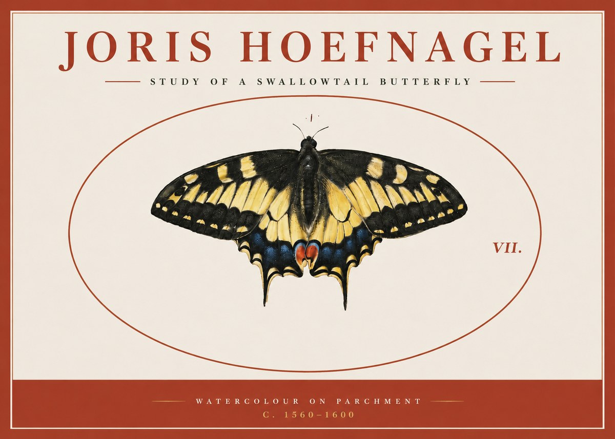 Joris Hoefnagel Study of a Swallowtail Butterfly No3 - Poszter
