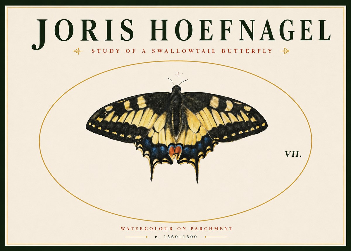 Joris Hoefnagel Study of a Swallowtail Butterfly No4 - Poszter