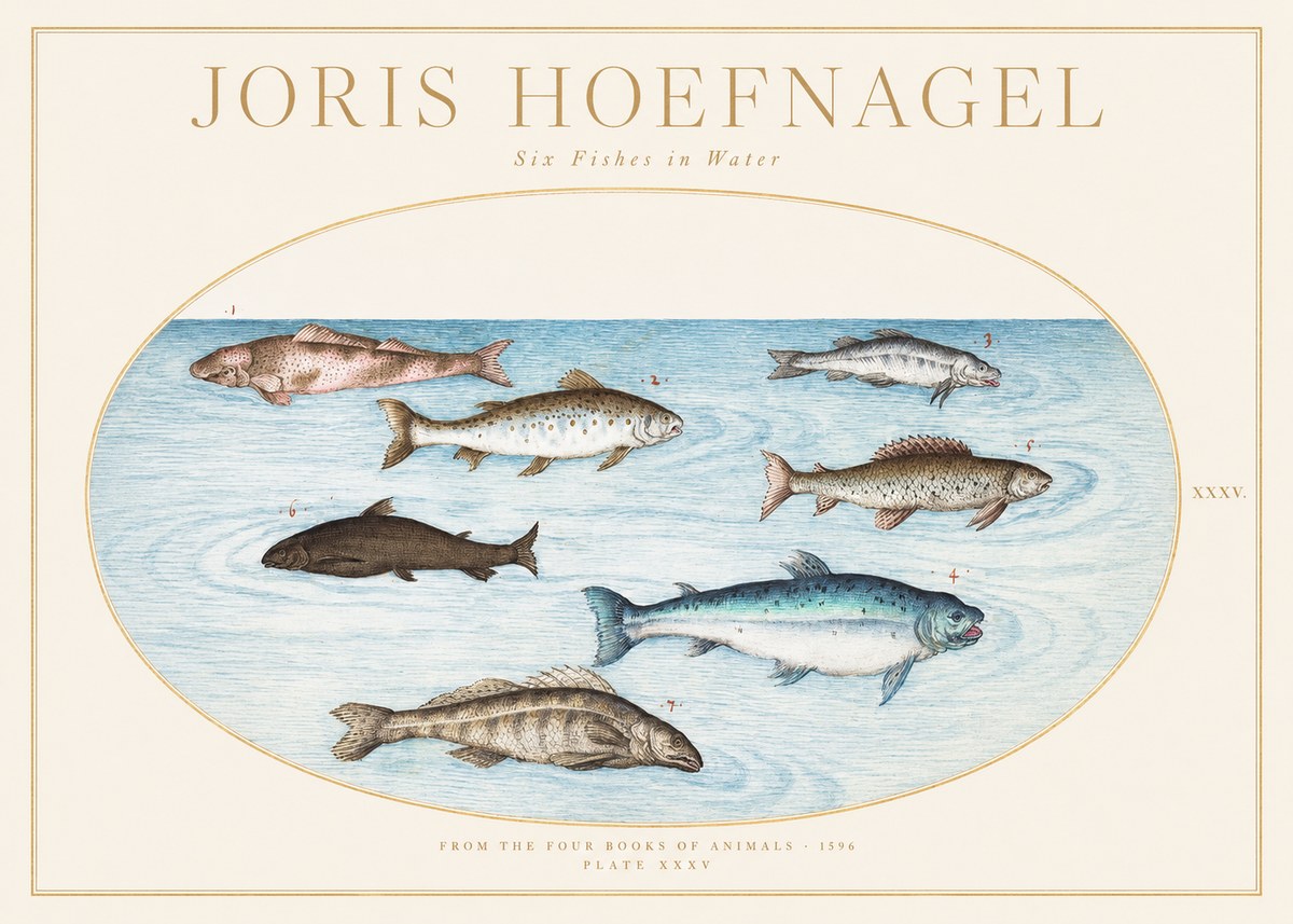 Joris Hoefnagel Six Fishes in Water I No1 - Poszter