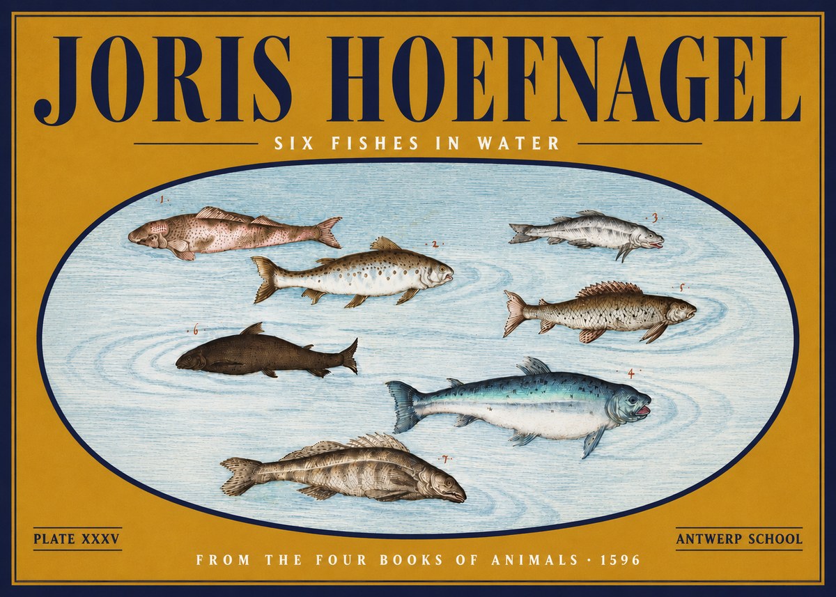Joris Hoefnagel Six Fishes in Water I No4 - Poszter
