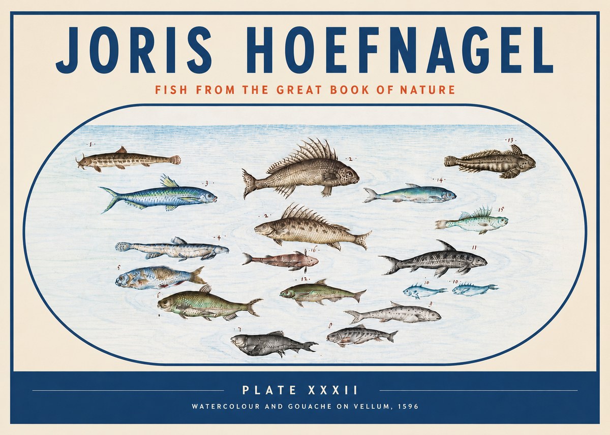 Joris Hoefnagel Fish from the Great Book of Nature No3 - Poszter
