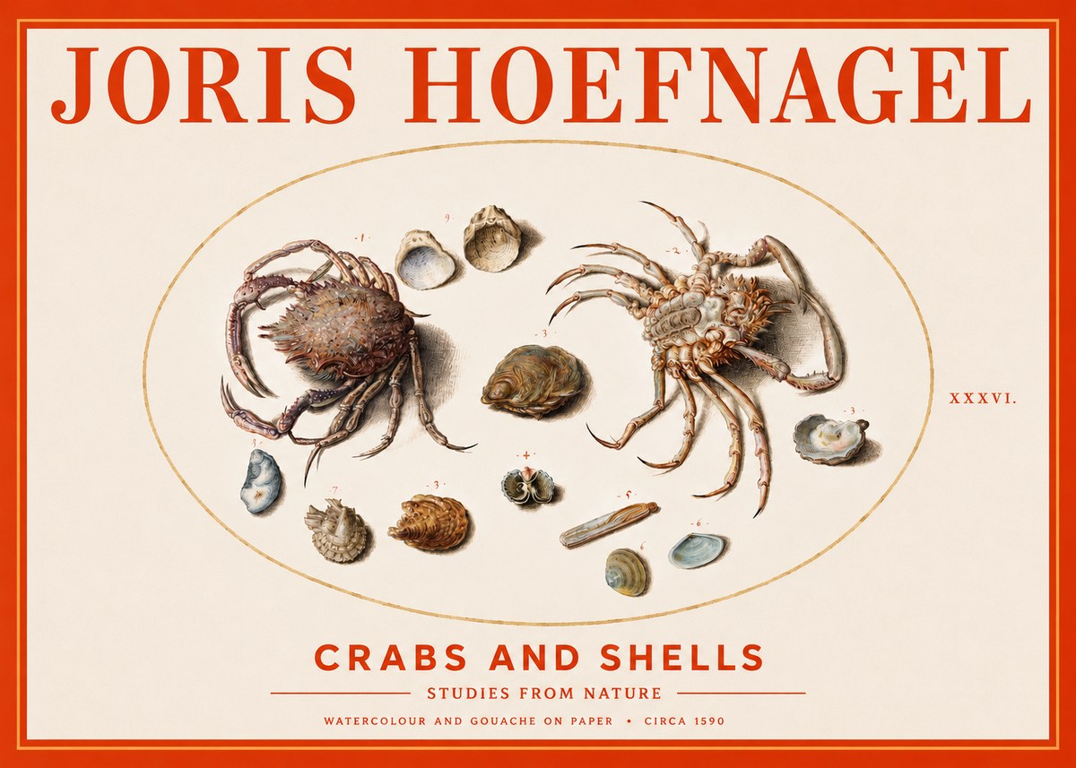 Joris Hoefnagel Crabs and Shells - Studies from Nature No3 - Poszter