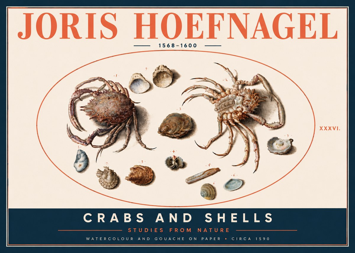Joris Hoefnagel Crabs and Shells - Studies from Nature No4 - Poszter