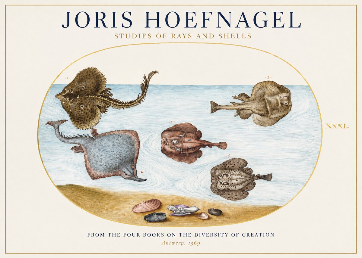 Joris Hoefnagel Studies of Rays and Shells No1 - Poszter