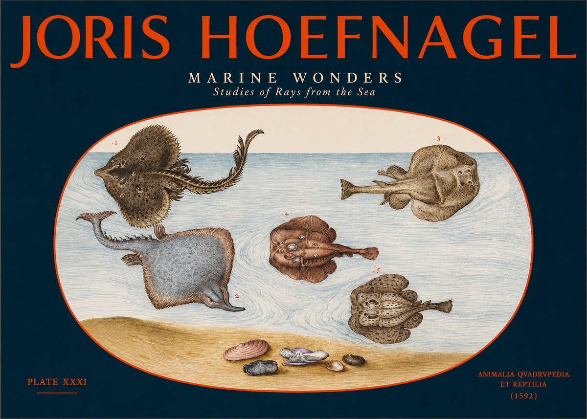 Joris Hoefnagel Studies of Rays and Shells No3 - Poszter