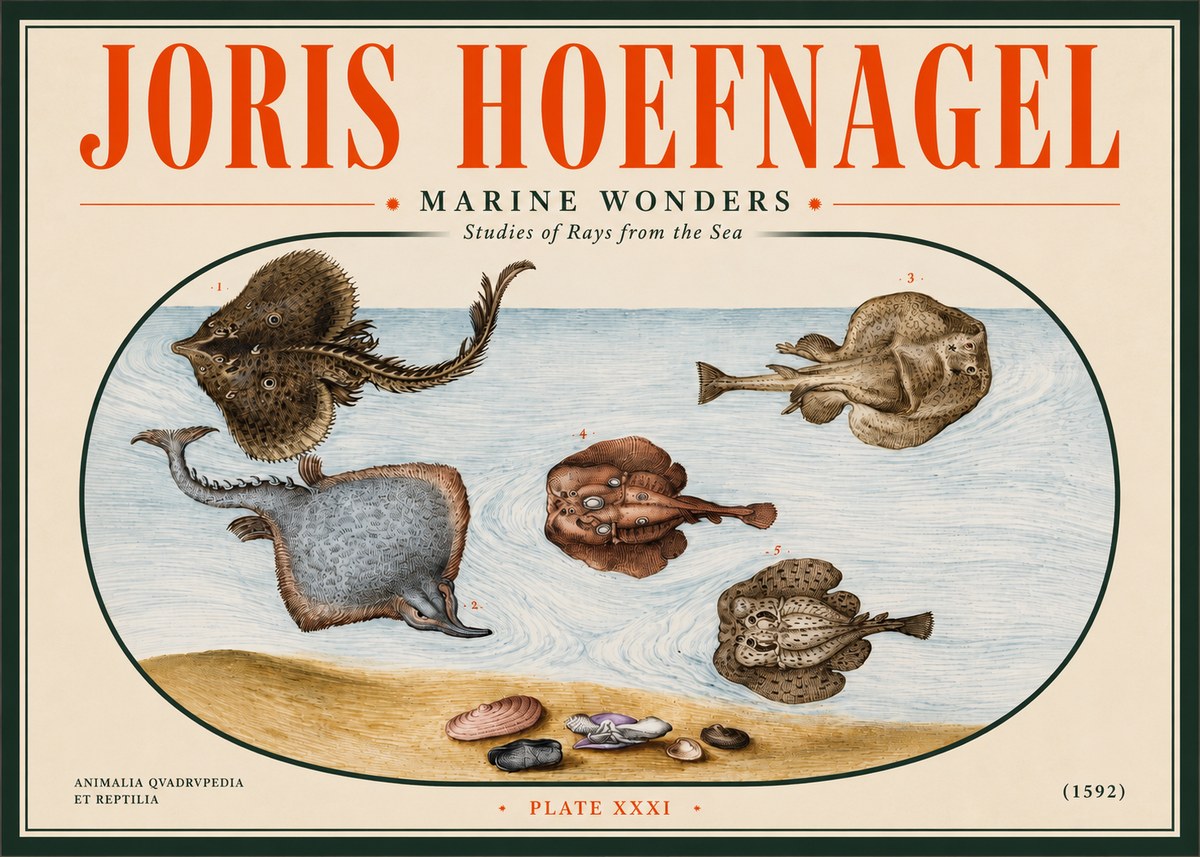 Joris Hoefnagel Studies of Rays and Shells No5 - Poszter