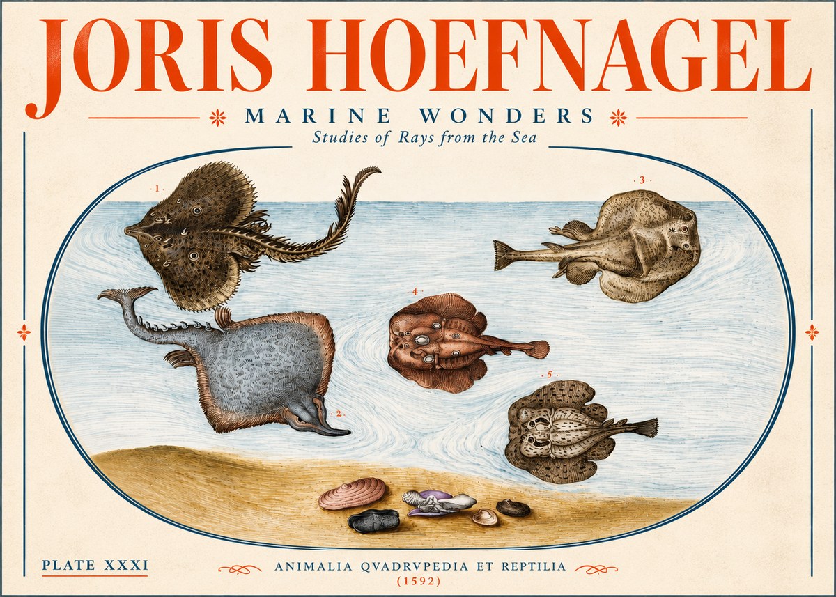 Joris Hoefnagel Studies of Rays and Shells No6 - Poszter