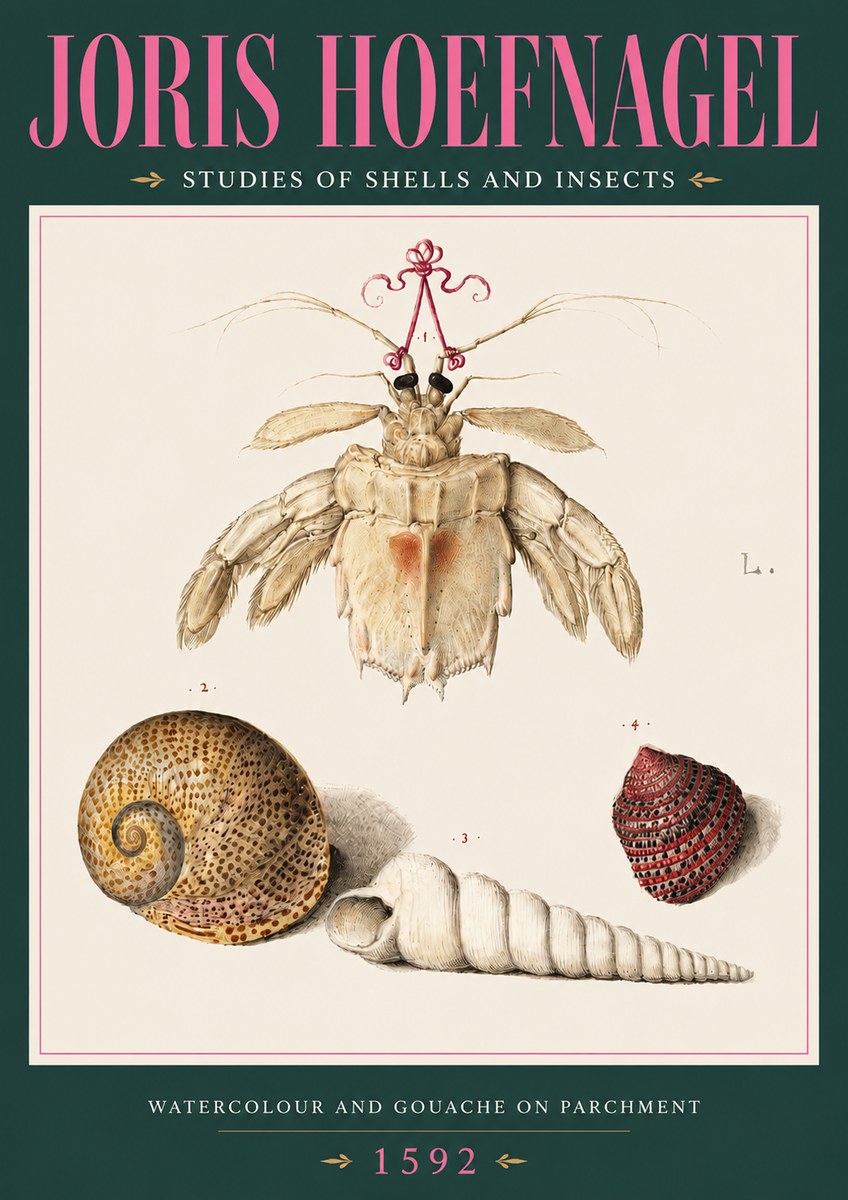 Joris Hoefnagel Studies of Shells and Insects No3 - Poszter