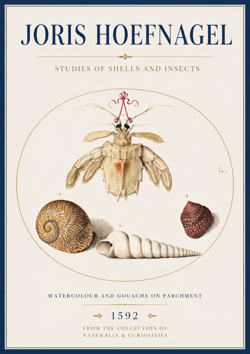 Joris Hoefnagel Studies of Shells and Insects No4 - Poszter