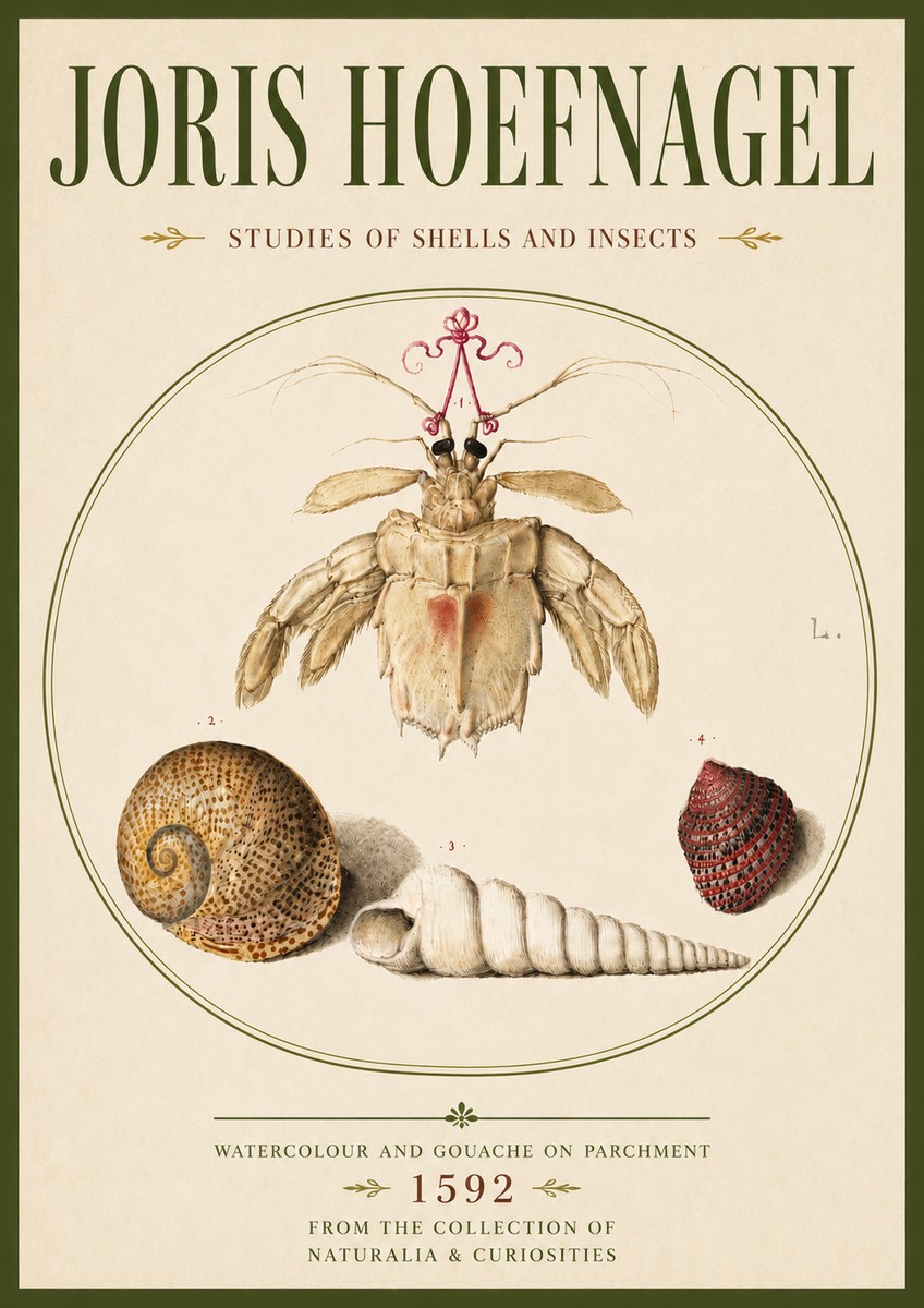 Joris Hoefnagel Studies of Shells and Insects No6 - Poszter