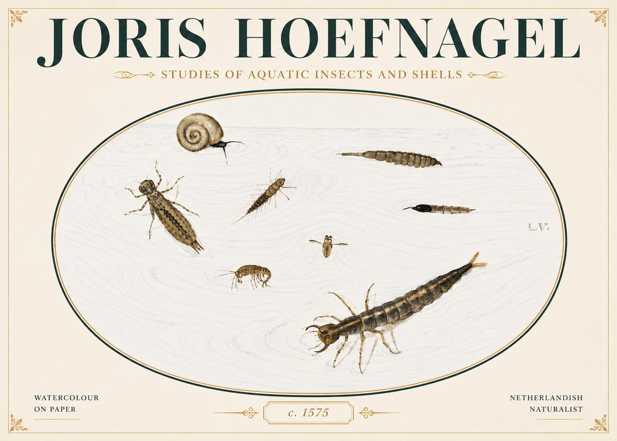 Joris Hoefnagel Studies of Aquatic Insects and Shells No4 - Poszter