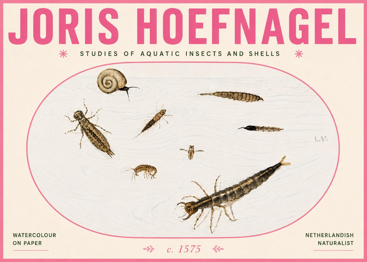 Joris Hoefnagel Studies of Aquatic Insects and Shells No6 - Poszter