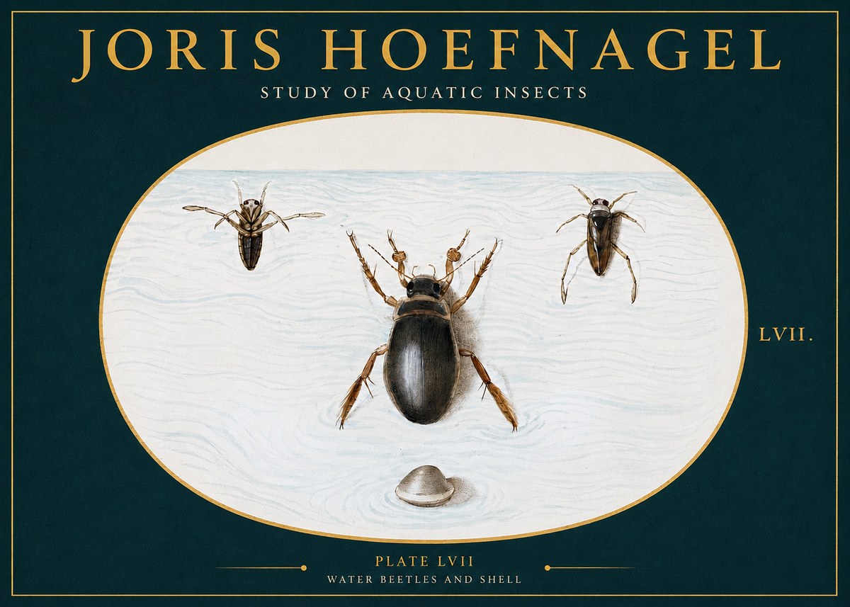 Joris Hoefnagel Water Beetles and Shell No2 - Poszter