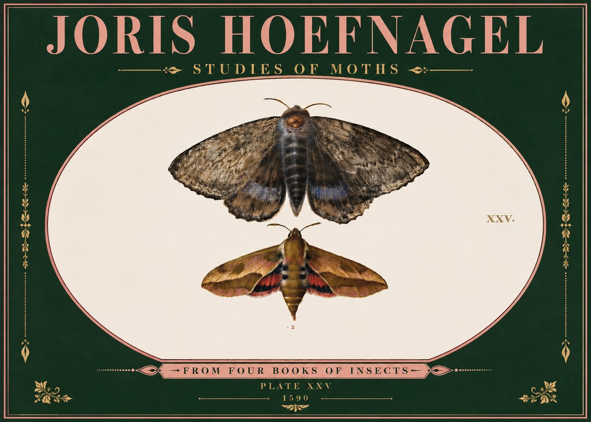 Joris Hoefnagel Studies of Moths I No6 - Poszter