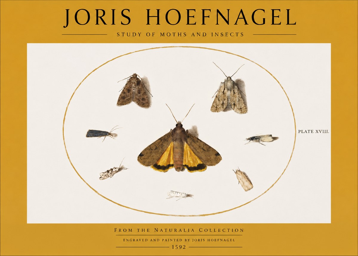 Joris Hoefnagel Study of Moths and Insects No2 - Poszter