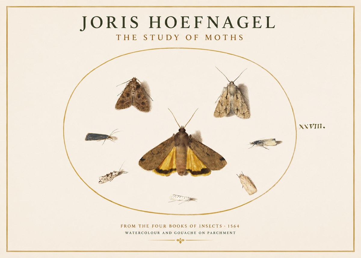 Joris Hoefnagel Study of Moths and Insects No4 - Poszter