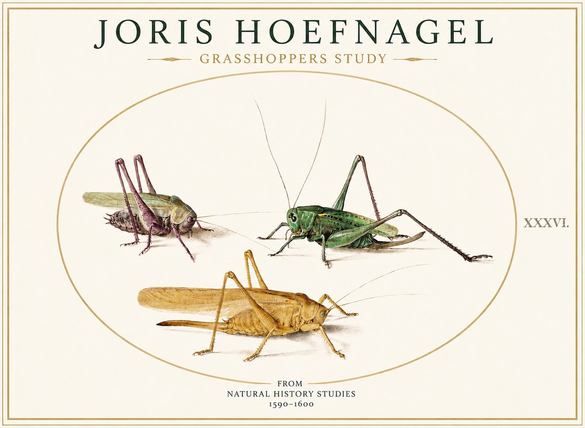 Joris Hoefnagel Grasshoppers Study No1 - Poszter