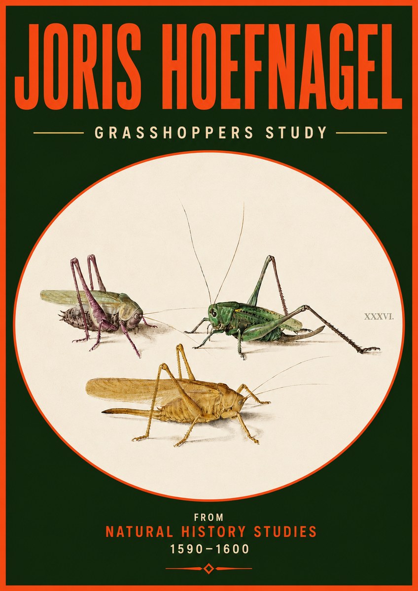 Joris Hoefnagel Grasshoppers Study No4 - Poszter