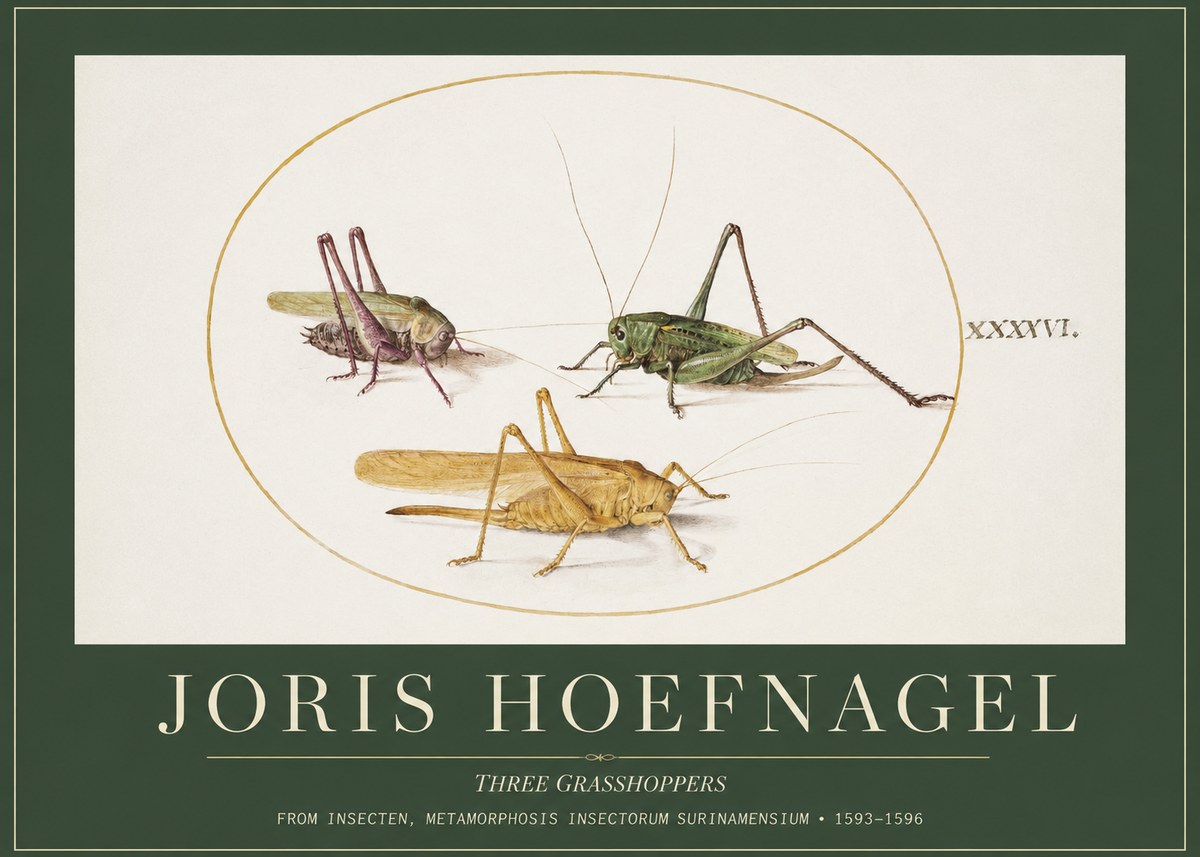 Joris Hoefnagel Grasshoppers Study No5 - Poszter