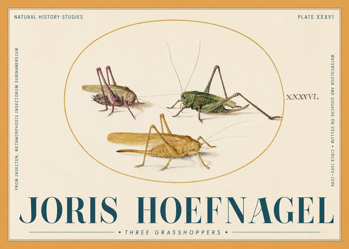 Joris Hoefnagel Grasshoppers Study No6 - Poszter