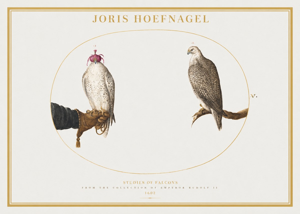 Joris Hoefnagel Studies of Falcons No2 - Poszter