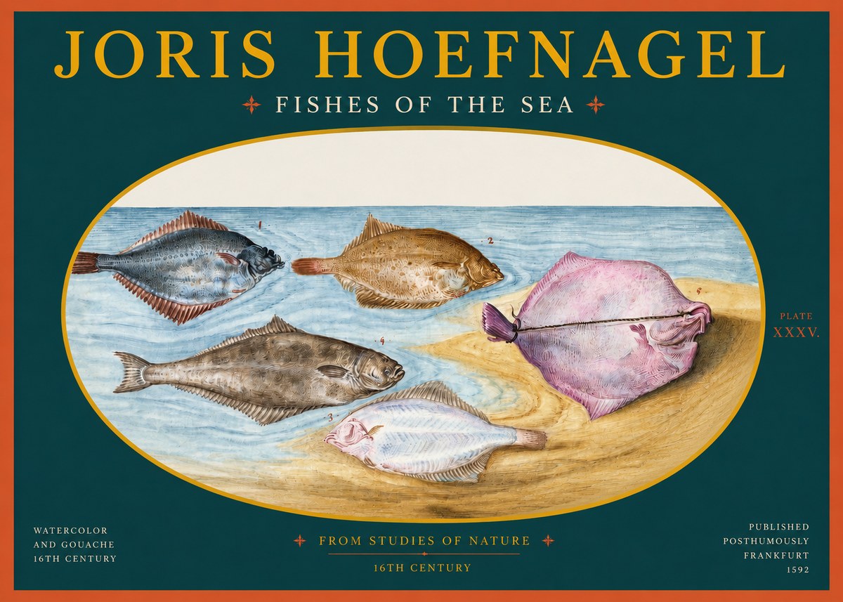 Joris Hoefnagel Fishes of the Sea II No2 - Poszter