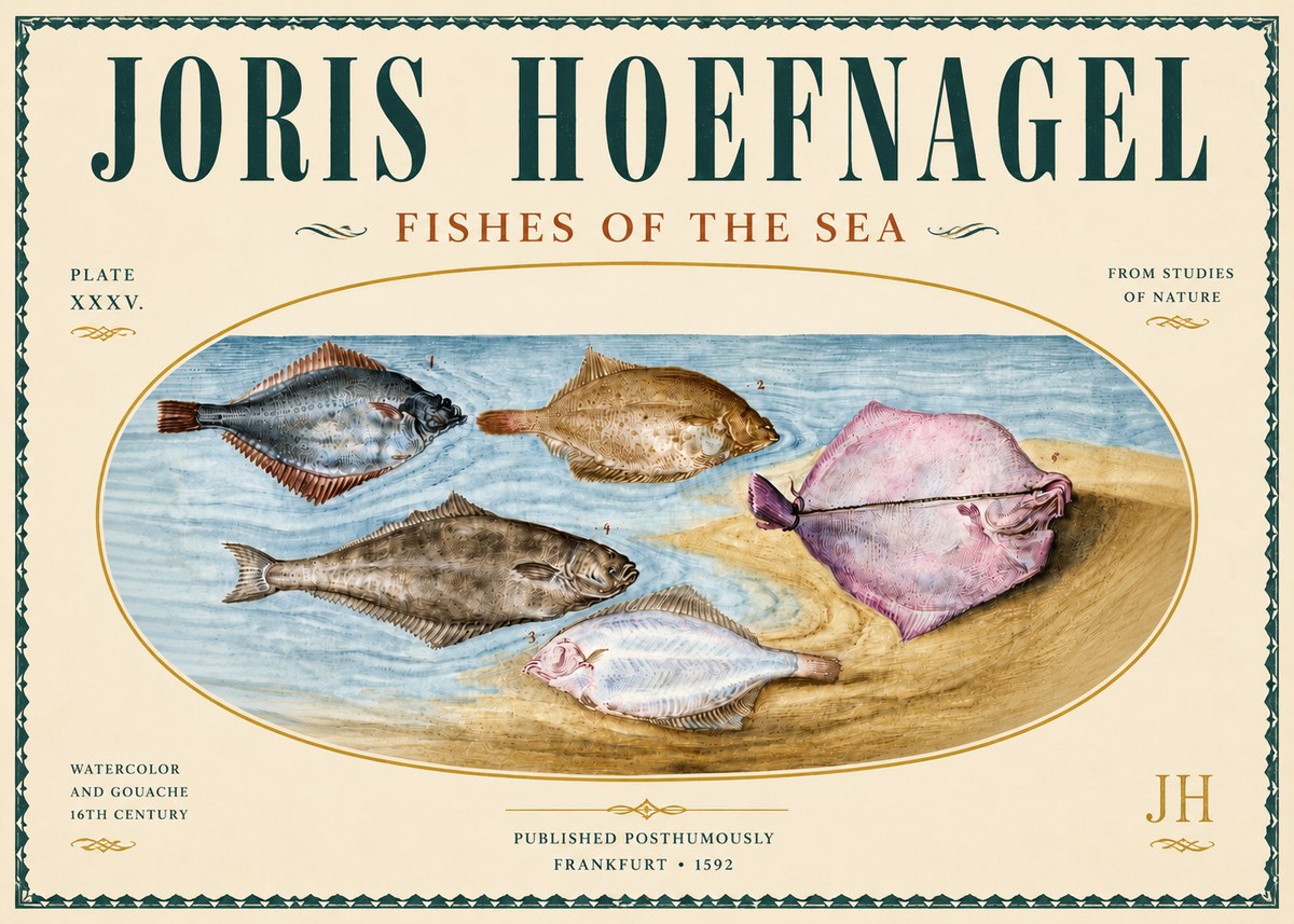 Joris Hoefnagel Fishes of the Sea II No5 - Poszter