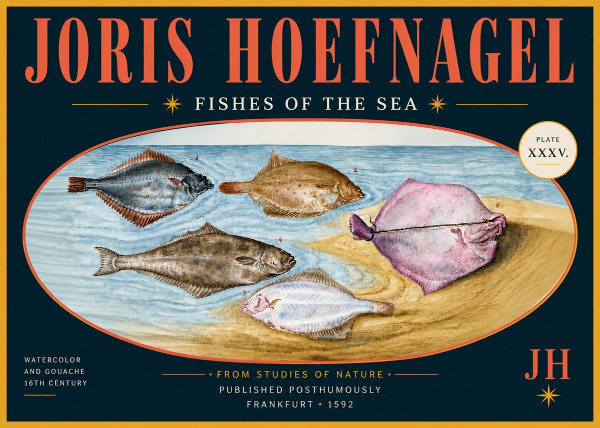 Joris Hoefnagel Fishes of the Sea II No6 - Poszter